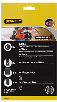 STANLEY - Jeu de 32 Pièces Abrasifs Ponçage pour Multi-ponceuse - STA37095-XJ