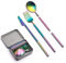 Outlery | Set de Couverts de Voyage Portables et Réutilisables en Acier Inoxydable (Arc-En-Ciel) - Étui de Voyage Inclus pour un Transport Facile
