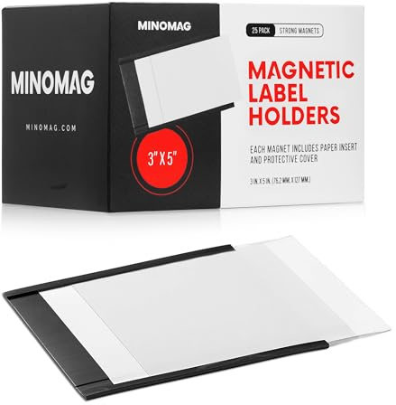 25pcs Magnetic Label Holders 3x5 Inches | C Channel Magnetic Index Card Holder for Steel Shelves, Warehouse Racks