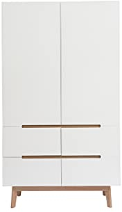 Miliboo Kleiderschrank, skandinavisch, Weiß und helles Holz