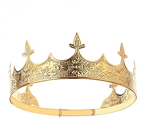 CROWN GUIDE King Crown - Corona medieval para hombre, accesorios de corona real para niño, color dorado