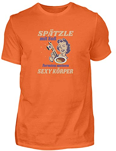 Spätzle avec sauce – Proverbes souabes – Schwaben Cadeaux – T-shirt pour homme, Orange Crush., XXL