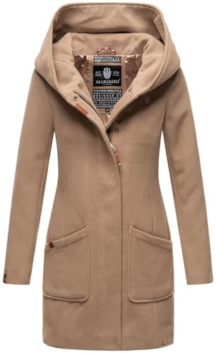 MARIKOO Damen Mantel Trenchcoat Wintermantel Übergangs Jacke Parka Lang B819 [B819-Maik-Taupe-Grey-Gr.S]