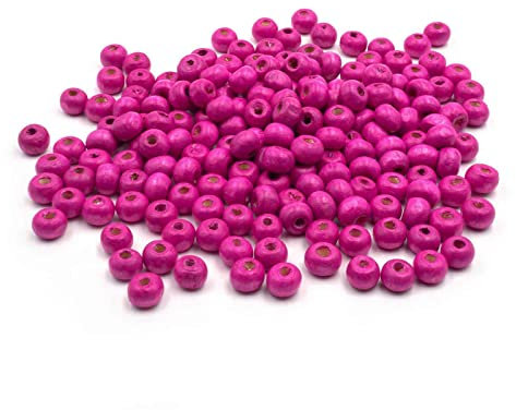 Vintageparts - Perline in legno fucsia, 6 x 4 mm, 200 pezzi per gioielli fai da te