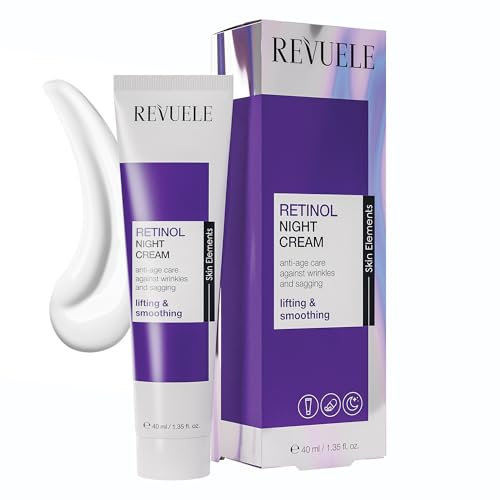 REVUELE Retinol Crème de nuit anti-âge contre les taches pigmentaires, les rides et les ridules, raffermissant avec effet brillant 40 ml