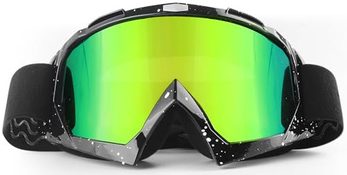 BIBIRE Lunettes de moto, Anti-buée/poussière TPU MX Moto Cross Lunettes D'équitation, ATV Anti UV Réglable Lunette Moto Pour moto tout-terrain, VTT, Pour homme et femme