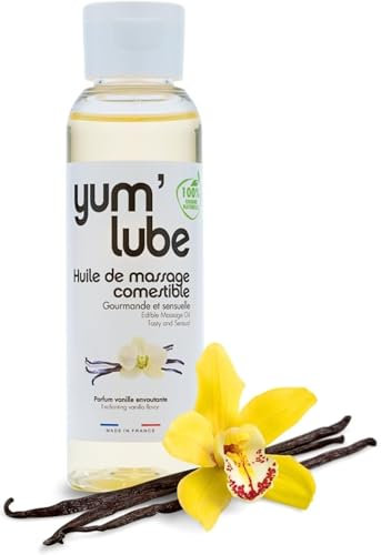 Yum'Lube | Olio Massaggio Sensuale E Lubrificante - Olio Per Massaggio Corpo Eccitante E Rilassante - Olio Corpo Profumato alla Vaniglia - 100% Naturale, Bio, Comestibile - Made In France