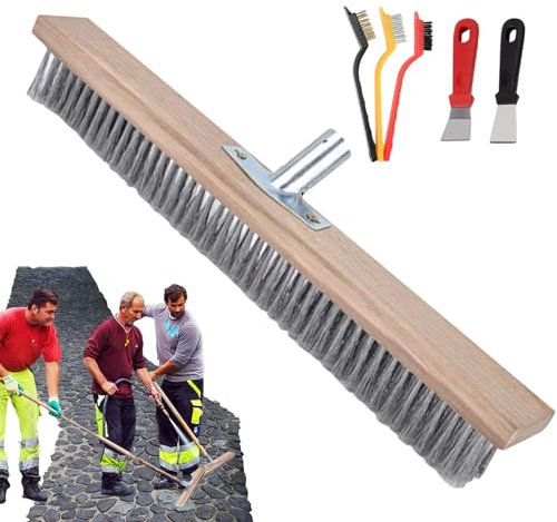 Drahtbesen 20/30/50cm Stahlbesen, Drahtbesenbürste Mit Stiel, Stahldrahtbesen Mit Steckdose Für Holzgriff, Gartenbesen Harte Borsten Für Fliesenböden, Garage, Außenbereich