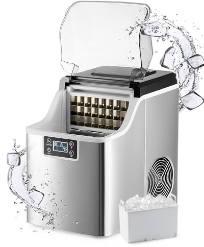CO-Z Macchina Ghiaccio 22kg/24 Ore Fabbricatore Ghiaccio 24 Cubetti in 11-20 Minuti Macchina per Ghiaccio in Acciaio Inossidabile con Autopulente LCD Pannello per Casa Ufficio Bar Ristorante