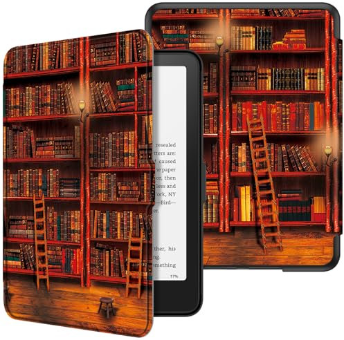 Fintie Hülle für 7 Kindle Paperwhite(12. Generation) - 2025/2024, Leichte Schutzhülle Case mit Auto Sleep/Wake für Kindle Colorsoft/Paperwhite Signature Edition, die Bibliothek