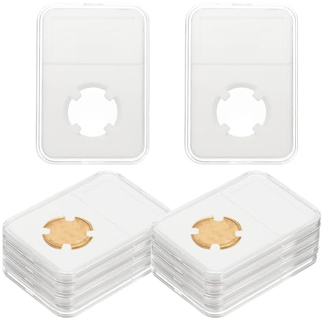 PATIKIL 22mm Coin Slab Display Holder, 10Pcs Clear Coin Case Storage Plastic Four-Point Box for Coin Collectors Collection Protection Organize