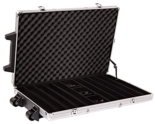 Gamers Lounge 1,000-count Rolling Aluminum Poker Chip Case - Locking, Key Included