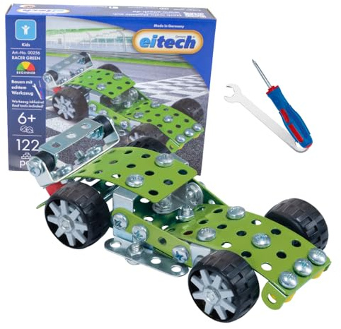 Eitech Metallbaukasten 00256 - Racer Green, Spielzeugauto Bauset, 135 Bauteile für Jungen und Mädchen, Modellauto in Grün, Konstruktionsspielzeug, Kinder 6 7 8 Jahre