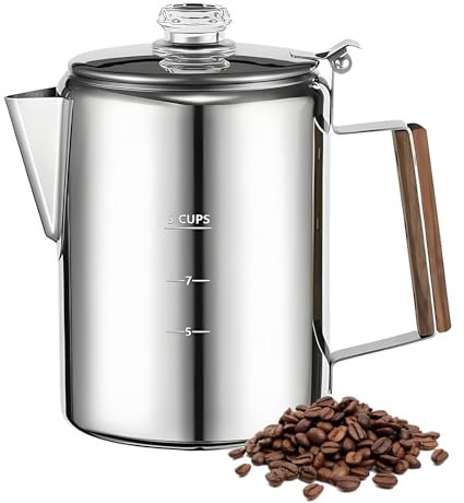 GZBMEZS perkolator kaffekanna, bärbar maskin med kompakt vintage design, kaffebryggare perkolator för läger familj och vänner sammankomster