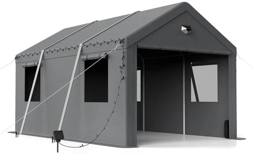 SUBLXPoten kraftig carport 3 x 4,9 m kraftig carport baldakin bärbar bilport garage bilskydd alla väder för fest trädgård båt