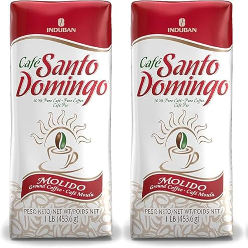 Café Santo Domingo Molido – Pack de 2 x 453 g | Tostado Molido de Origen Dominicano | 100% Café Arábica | Marca Induban