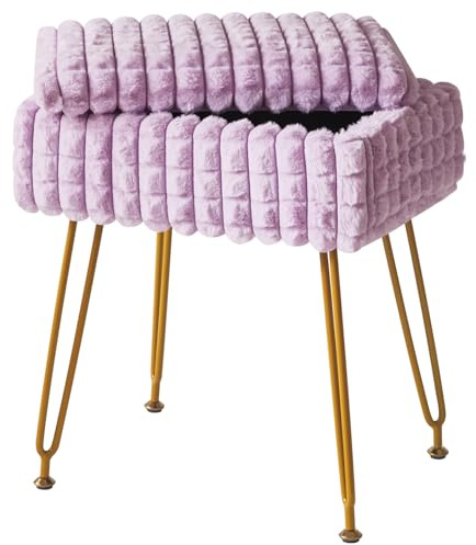 IBUYKE Chaise de vanité Ottoman, Tabouret de Repose-Pieds, Violet WBD004V | Espace de stockage Tabouret de pieds Tabouret de vanité Table de vestiaire Chaise antidérapante Pieds Chambre de maquillage