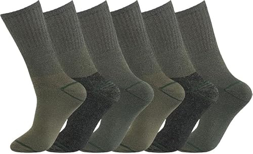 Chaussettes thermiques pour homme - Pour la randonnée - Vert armée - Chaussettes thermiques décontractées et de travail - Chaussettes d'extérieur