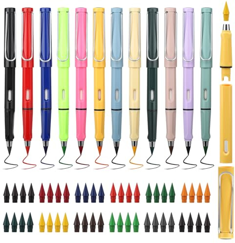 Juego De 12 Lápices De Colores Multiusos Con Goma De Borrar Y 48 Minas Recargables Para El Lápiz Multiusos Infinity, Adecuado Para Niños, Estudiantes Y Artistas, El Lápiz Milagroso Sin Tinta