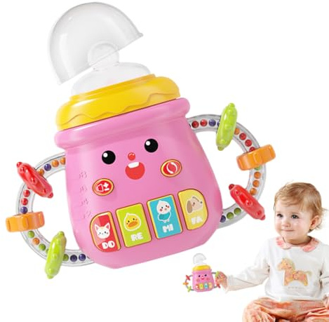 szaluyk Sippy Bottle for Child – Spill-Proof Grip Cup| Soothing Rattle Design for Developmental Learning | Educational Drinking Supply Home, Travel, Nursery, Feeding Time