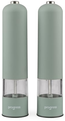 Progress Neutrals Electric Salt and Pepper Mill Set, 2 Piece, Sage
