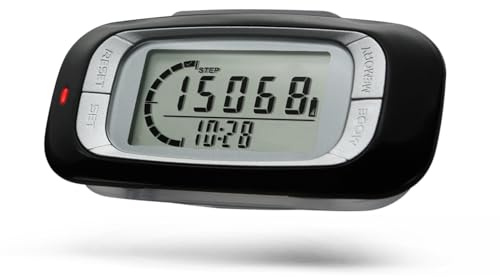 Yinhing Podómetro con Sensor con Memoria de 7 Días Conteo de Pasos Preciso Duración de la Actividad Medición de Distancia Seguimiento de Calorías Visualización de la Hora de 12/24 Horas Error