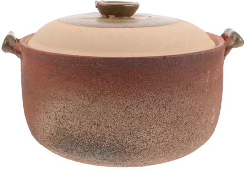 FOMIYES Pentola di Terracotta Coreana con Coperchio da 2,5l, Casseruola Profonda con Maniglia per Cucina Domestica, Vaso in Stile Cinese per Stufare, Brasare e Cuocere Porridge