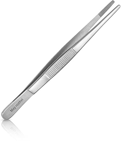 May - Aquarium Pinzette 15 cm lang - Aquarienpinzette - Aquarienzange - Aquarien-Zubehör zur Reinigung und Pflege - Edelstahl