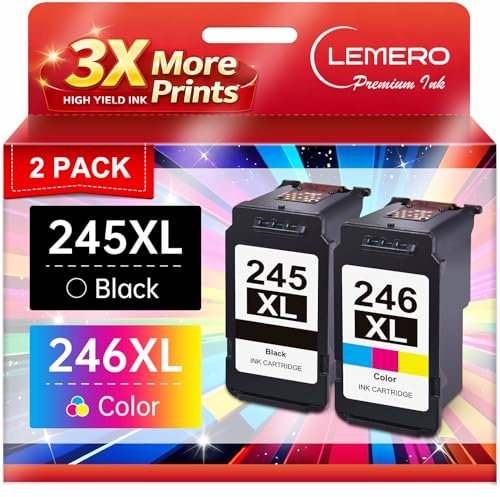 LEMERO 245XL Ink Cartridge PG-245 CL-246 Replacement for Canon Ink 245 and 246, Compatible with Canon 245XL 246XL Combo Pack for Pixma MX490 MX492 MG2522 TR4522 TR4520 TS3122 TS3322 Printers