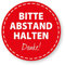 Fußbodenaufkleber Abstand halten | rund Ø40cm | stabile Folie mit UV-Schutz | Schutzlaminat Rutschhemmung R11 nach DIN 51130 | Bitte Abstand halten Danke! rot | Dreifke®