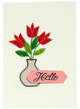 Quilling Card Tulip Flower - Unique Paper Handmade Greeting Cards For Christmas, Birthday, Love, Anniversary, Mother's Day, Thank You - Color Art Quilled Cards Gift For Friend, Lover, Mom