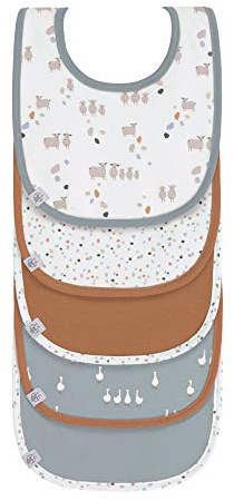 Lässig Bébé bibs ensemble (5 pcs) velcro coton imperméable/Value Pack Bib Tiny Farmer Sheep