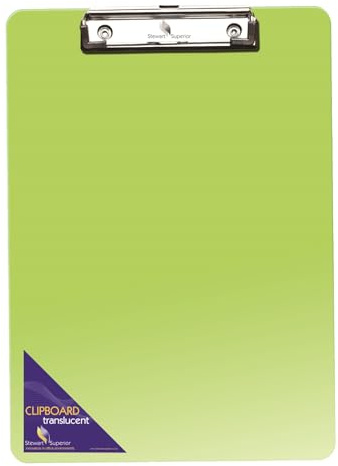 SECO A4 Plastic Translucent Clipboard | Green | Heavy Duty Clip | Hardboard Writing Board | Office School Use | Durable Document Holder