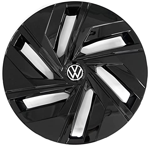 Volkswagen 11A601147EZKC Radkappe (1 Stück) Radzierblende 18 Zoll Stahlfelgen Radblende, schwarz hochglänzend