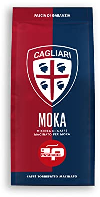 Caffè Pascucci - Caffe Macinato Per Moka Miscela Cagliari Calcio Tostatura Chiara 250 g Sacchetto Salva Aroma | Special edition 2024/25
