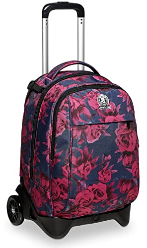 Invicta TROLLEY, Rucksack mit Trolleyfunktion, 3 in 1, Schulranzen mit Rollen, Abnehmbarer Rucksack, ab 1. Klasse, für Schule, Gymnasium, Reisen&Freizeit, Mädchen&Jungen, rosa, NEW TECH ROSES FANTASY