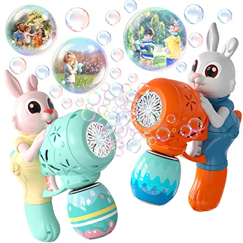 Weilim Bubble Blower - Seifenblasenpistole für Kinder - Inklusive 10 x 30ml Seifenblasenflüssigkeit - Kaninchen Design - Osterei Seifenblasenmaschine - Outdoor Seifenblasen Spielzeug für Kinder