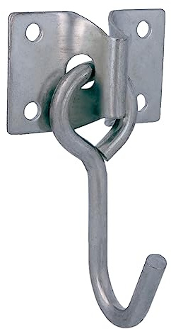 amig - Plate with Open Mobile Hook | 70 x 45 mm | Hook Ø7 mm | Fixed Plate for Hanging | Zinc Plated Steel