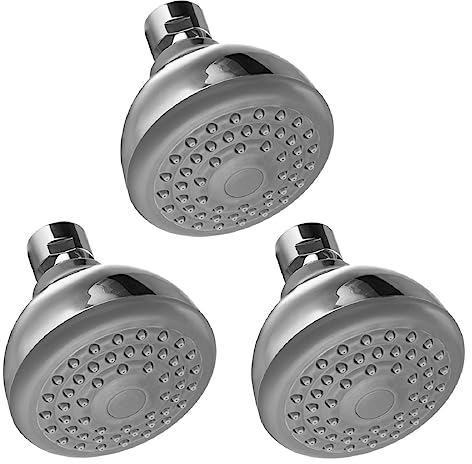 3x Duschkopf Brausekopf mit Antikalk - Düsen Wand, hochwertig verchromt 1/2 Zoll