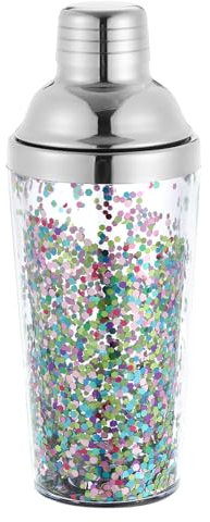uxcell 16OZ(450ml) Plastic Cocktail Shaker with Strainer, Stainless Steel Top Cocktail Shaker Bottle Wine Mixer Bottle for Bar Party Home Use Wine Shaker Bar Mixing Tool, Multicolor
