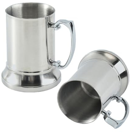 15oz Double Walled Stainless Steel Beer Stein 304 Heat Insulated Beer Mug Metal with Handle Summer Party Holiday celebration Beer Stein Cup