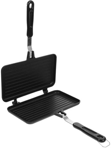 Amosfun Doppelseitige Antihaft Sandwich Pfanne Gas Pfanne Für Frühstück Ergonomischer Griff Leicht Zu Reinigen Multifunktionale Küchenwaffelmaschine Für Sandwiches Und Snacks