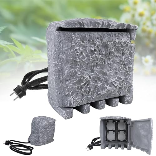 LZQ Presa esterna impermeabile da giardino, IP44, 10 A/250 V, con coperchio ribaltabile, 4 scomparti, con picchetto, presa esterna per giardino, cucina, garage (3 M-1 pezzo)