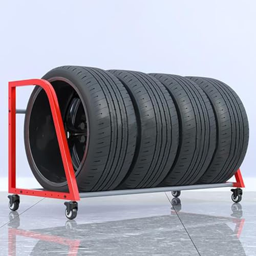 HLGKBY Support de Stockage de pneus de 127 cm de Long avec Roues, Supports Multi-pneus à moyeu de Jante Portable Mobile en métal, pour abri d'auto, Campagne, Ferme, Atelier, Garage