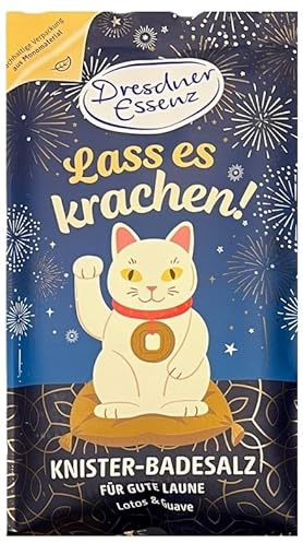 Dresdner Essenz Knister Badesalz Lass es krachen 60g mit Winkekatze, floral-fruchtig, Badezusatz