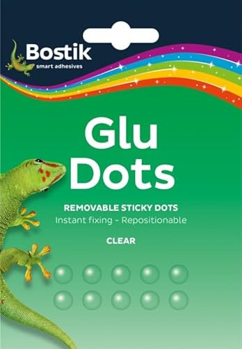 Bostik Glue Dots - Removable Pack of 64 Sticky Double Sided Blobs Clear Transparent Repositionable Adhesive Strong Hold for Instant Fixing & Crafts Easy to Use (Single Pack)