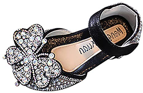 Barfußschuhe Wasserdicht Winterschuhe Mädchen 35 Mode Frühling und Kinder Tanzschuhe Kleid Leistung Prinzessin Schuhe Perle Strass Pailletten Form Mädchen Boots Skischuhe (Black, 28.5 Little Child)