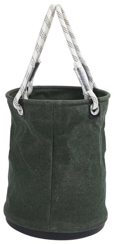 Canvas Storage Bucket 40x30cm 30KG Load Bearing, Collapsible Canvas Bucket, Tool Organizer for Maintenance Work, All Purpose Tool Bucket with Black Molded Bottom, Drawstring