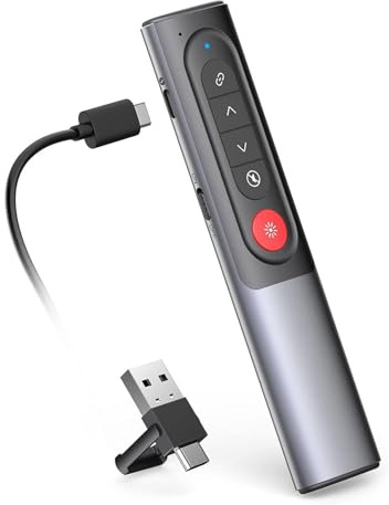 Presentation Clicker Wireless Slide Remote with Volume Control | Rechargeable Clickers for PPT/Keynote, Ideal Practical Gift for Christmas, Birthdays & Professionals (Mac/PC/Laptop)