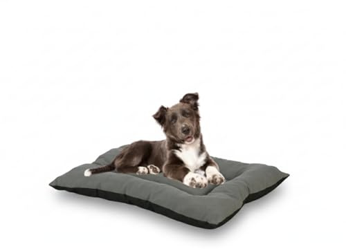 Colchoneta para Perros: Cama Perros Suave y Cómoda, Lavable, Ideal para Descanso y Sueño - Cuna Perro Hecha en España (Gris/Negra, 70x50x10)